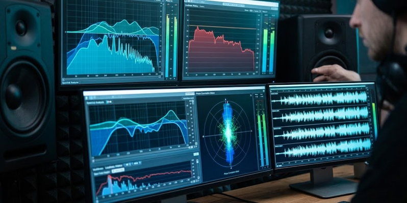 Professional monitoring audio analysis screens