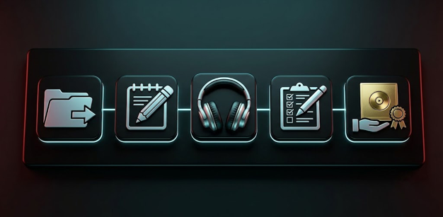 Five-step audio process icons