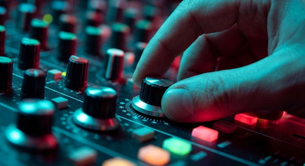 Hand turning mixing console knob
